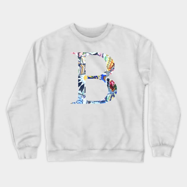 Barcelona Gaudi Mosaic Letter B Beta Sorority Letter Crewneck Sweatshirt by aterkaderk